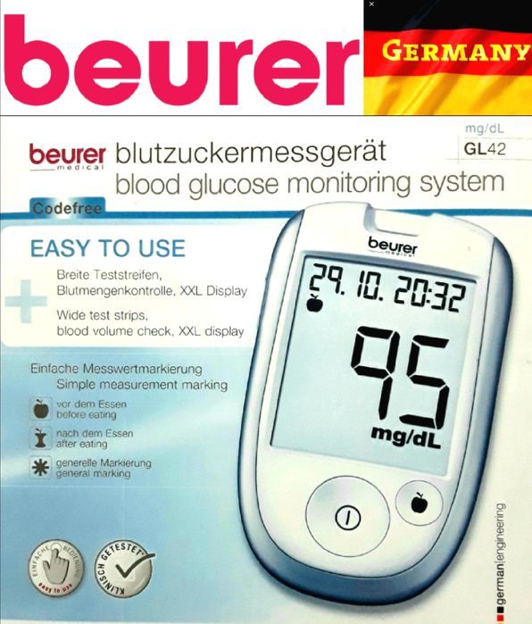 Aparat pt masurarea GLICEMIEI (GLUCOMETRU) BEURER Germania NOU 90 Lei