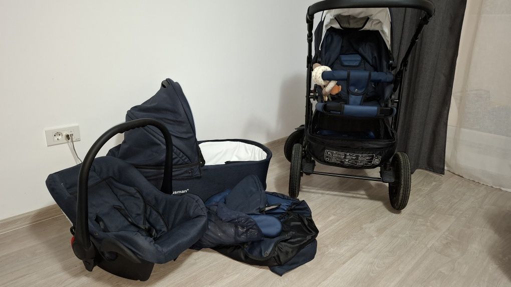 Cărucior 3 în 1 Krausman Trend Dark Blue Prestige