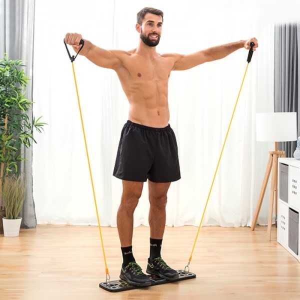 Placa fitness, pliabila, cu benzi de rezistenta, ABS, Multicolor