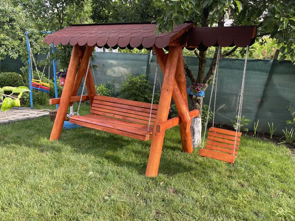 Leagan cu pui pentru copil  / balansoar din lemn  rustic
