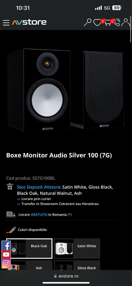Boxe Monitor Audio Silver 100 7G  piano bleak