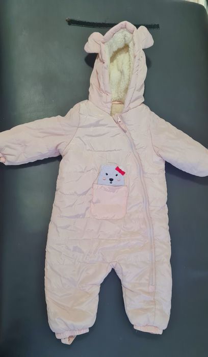 Costum salopetă fete roz de iarna îmblanită polar GEMENE mărimea 80