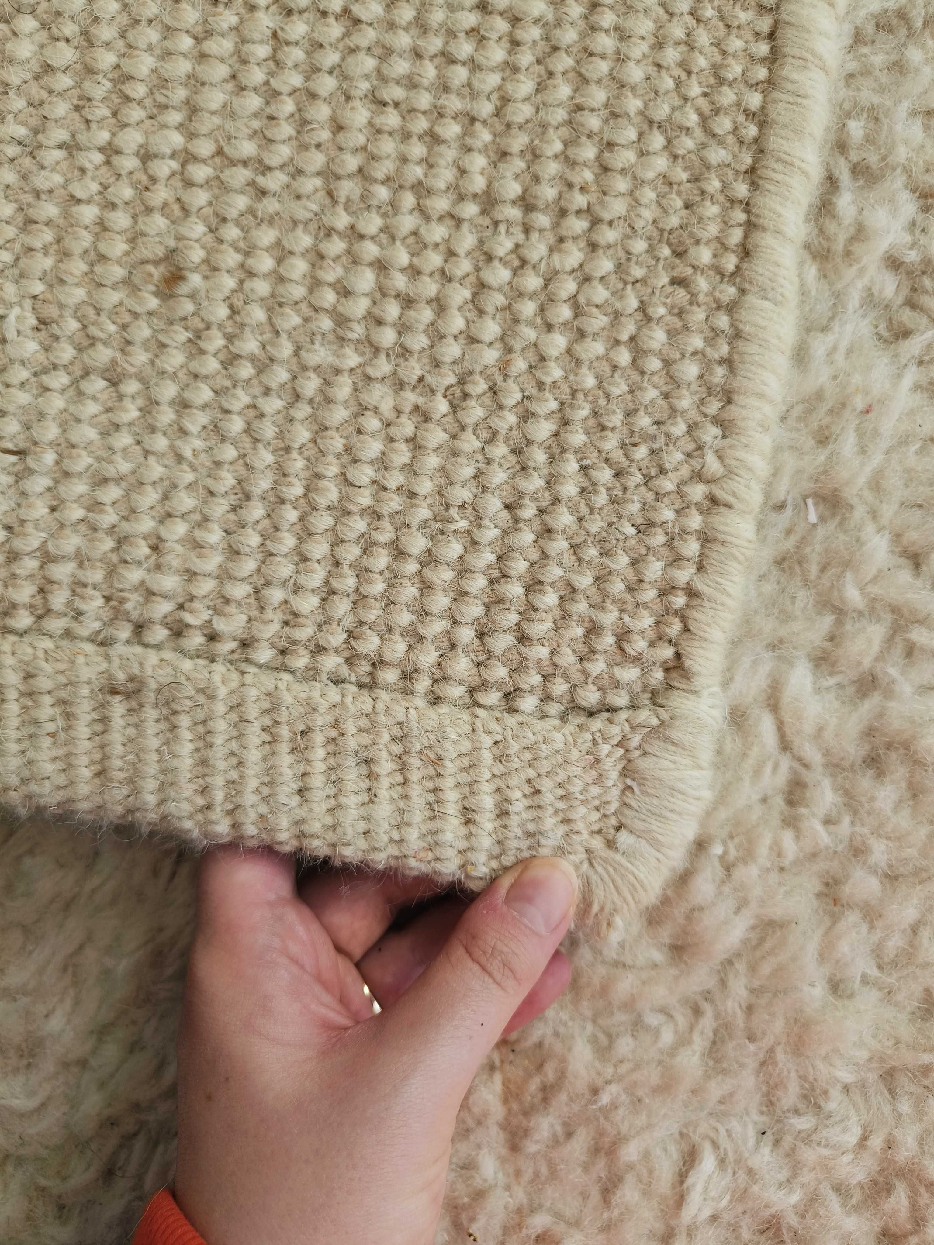 Covor mare de lana naturala bej, necolorat 200x300 cm