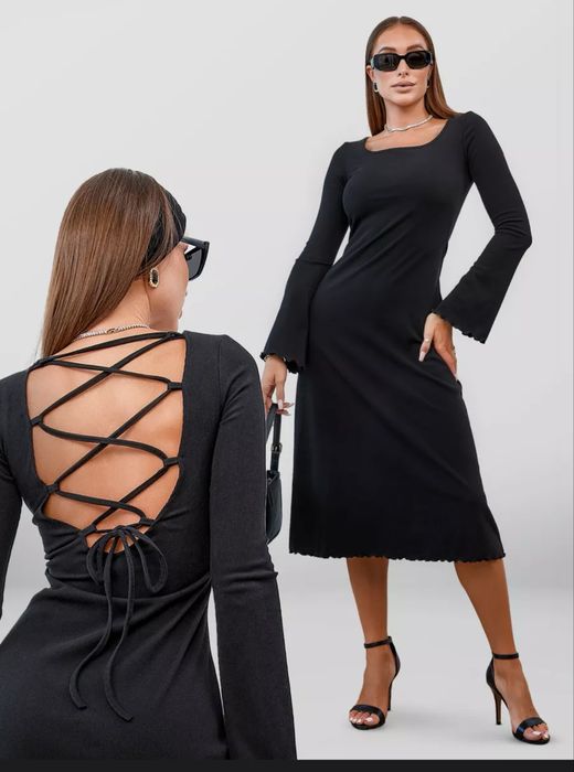 Платье миди с откоытой спиной