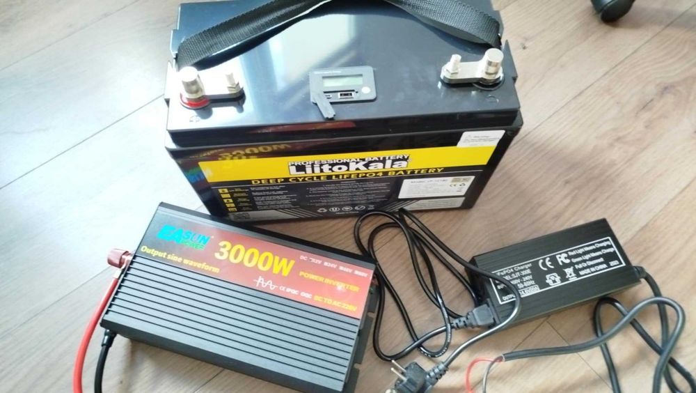 Lifepo4 батерия 180ah, инвертор чиста синусоида 3000w + зарядно 20А