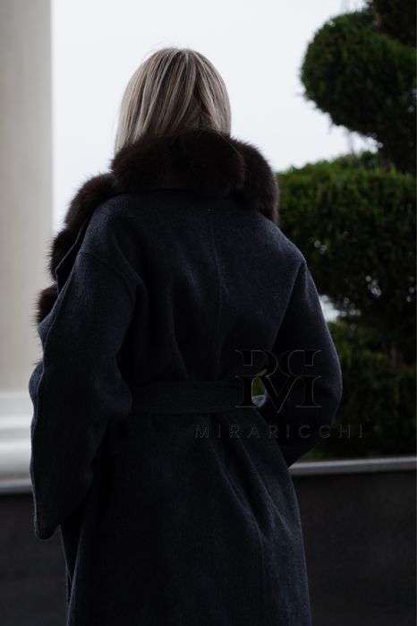 Palton Lung Casmir Blana Naturala