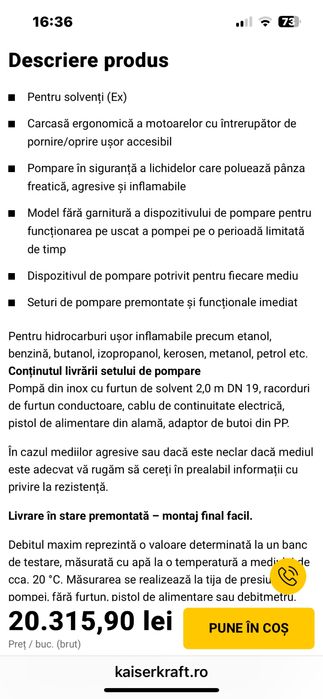 Pompa electrica pentru butoi