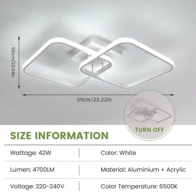 LED плафон полилей  42W 4700LM 6500К