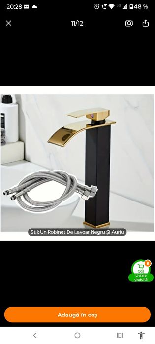 Baterie chiuveta negru/ auriu