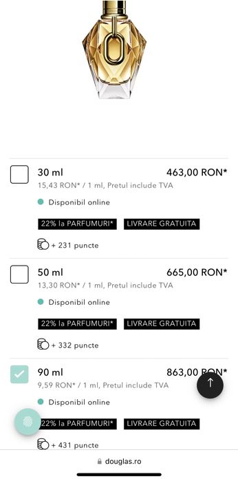 Paco Rabanne Million Gold for Her 90ml EDP, nou, sigilat, original