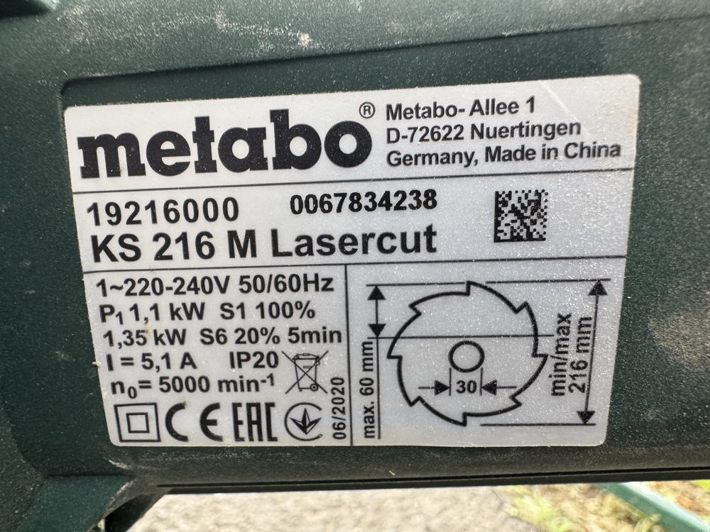 Solamanet vinde: Fierastrau circular stationar Metabo KS216 M