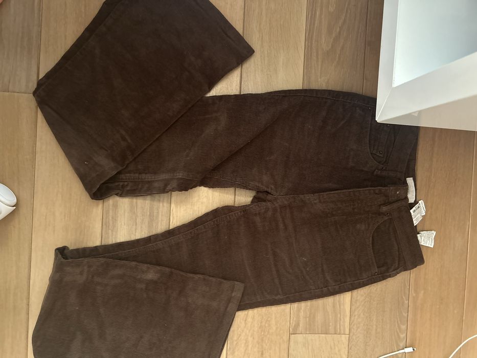 Дънки Тип Чарлстон кафяви рибсани велурени дънки