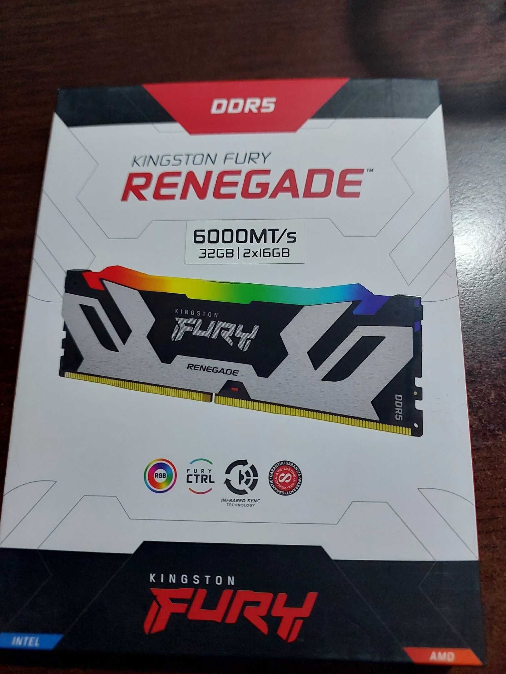 Оперативная память DDR5 Kingston Fury renegate 2x16 6000 cl32