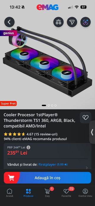 Cooler Procesor AIO 1stPlayer 360