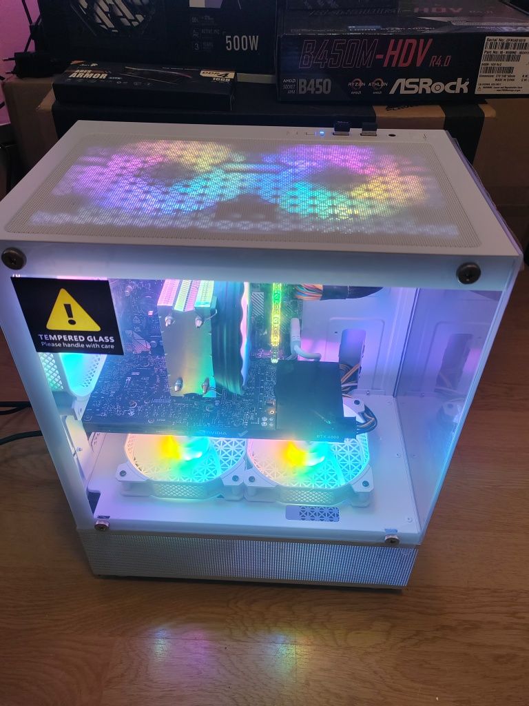 Pc gaming nou garantie  wifi rtx4000 ryzen5 5500 16gb ddr4 rgb 1tb ssd