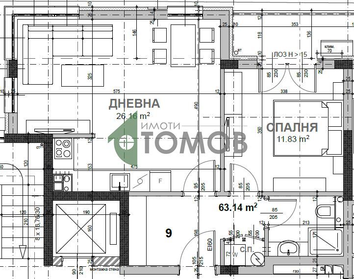 Просторен двустаен апартамент ново строителство в кв. Казански