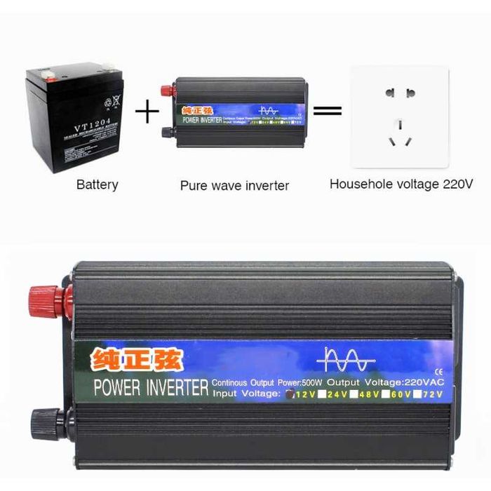 Invertor de tensiun,sinus pur,12V-220V,1600W,afisaj LED-uri(voltmetru)