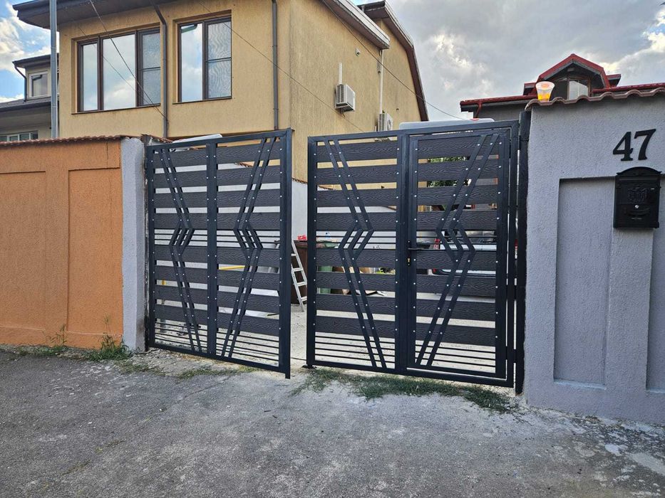 Porti garduri din WPC material compozit si rame de metal