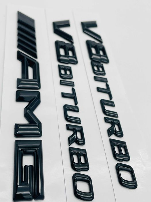 Set embleme compatibile Mercedes V8 biturbo AMG negru