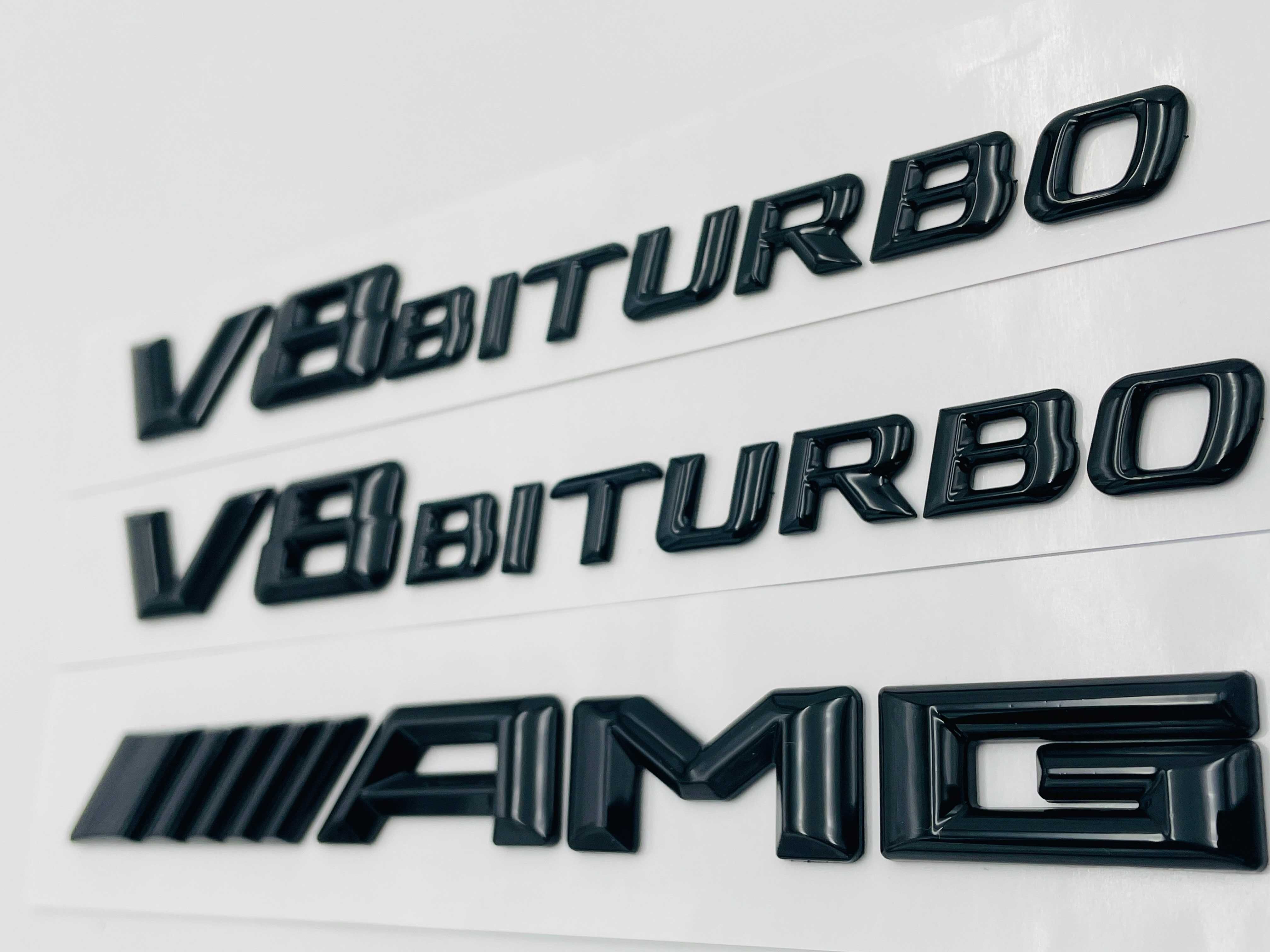Set embleme compatibile Mercedes V8 biturbo AMG negru