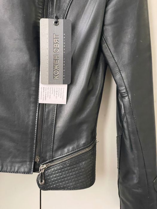 Ново черно кожено дамско яке
