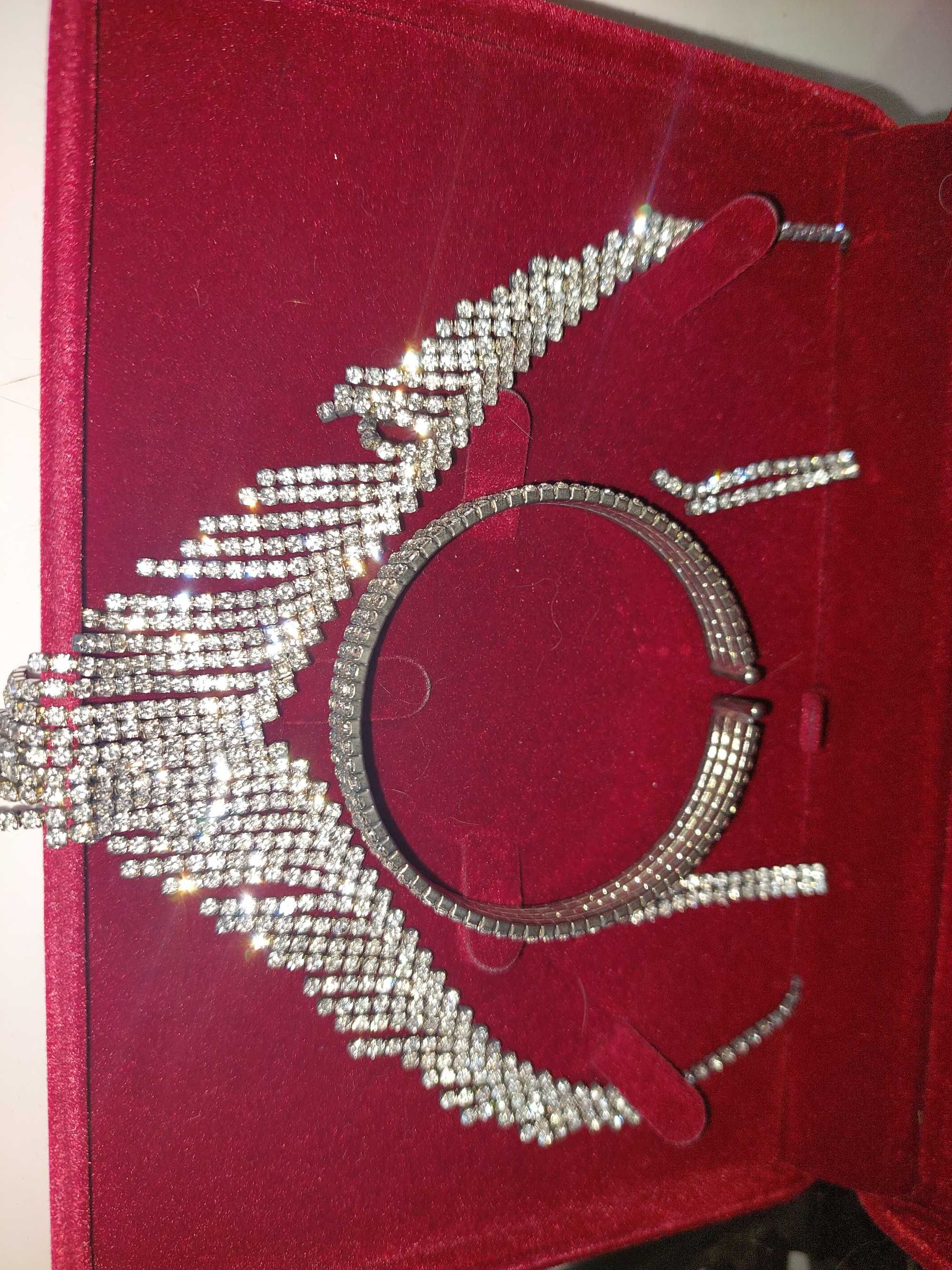 Set bijuterii cu colier, brățară și cercei de nuntă/mireasă