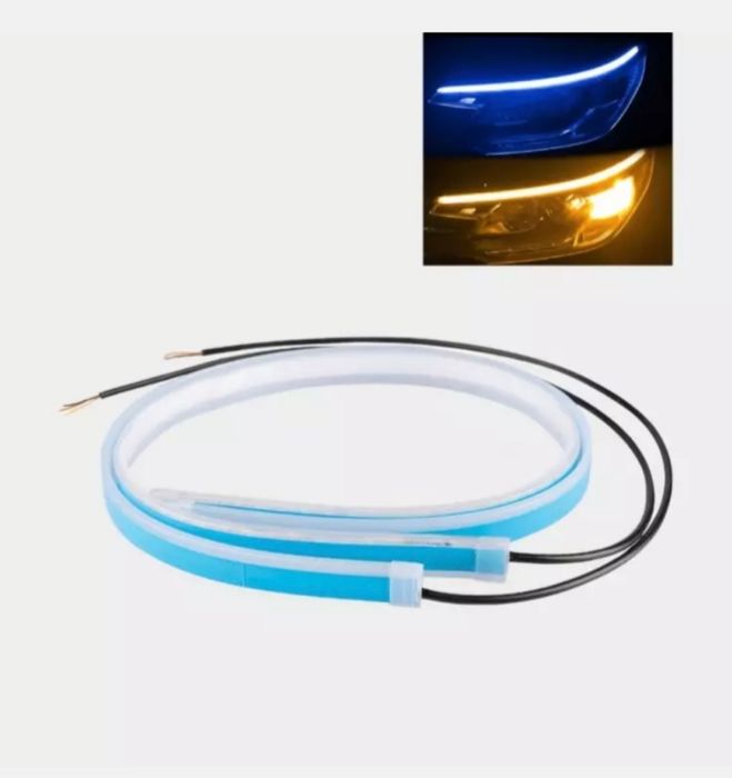 Avtomobil chiroqlari uchun moslashuvchan LED tasma, ikki rangli, 60 sm