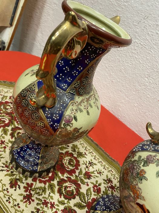 Винтидж колекционерски японски вази Сатсума ръчна украса 1960те