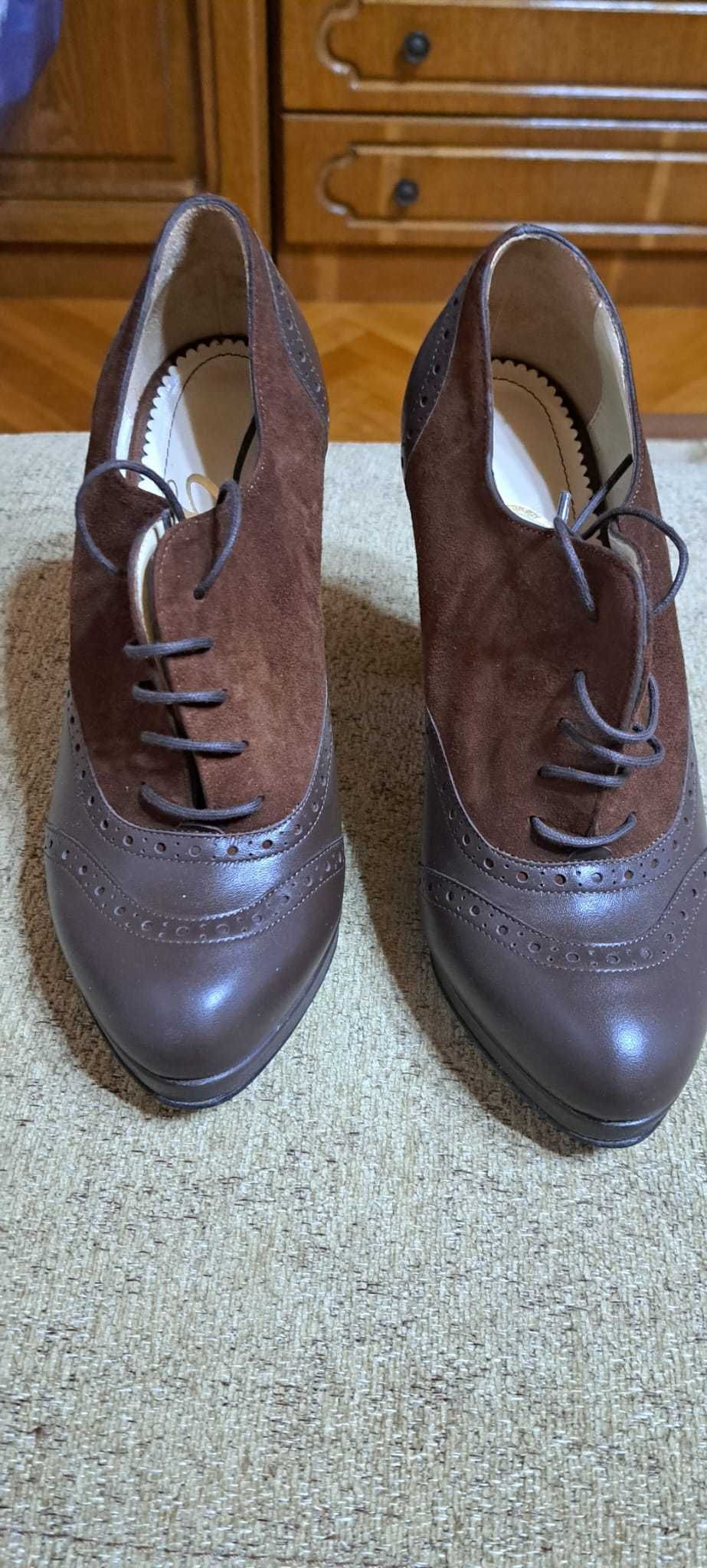 Pantofi dama, Guban, marimea 36, culoare maro, piele naturala