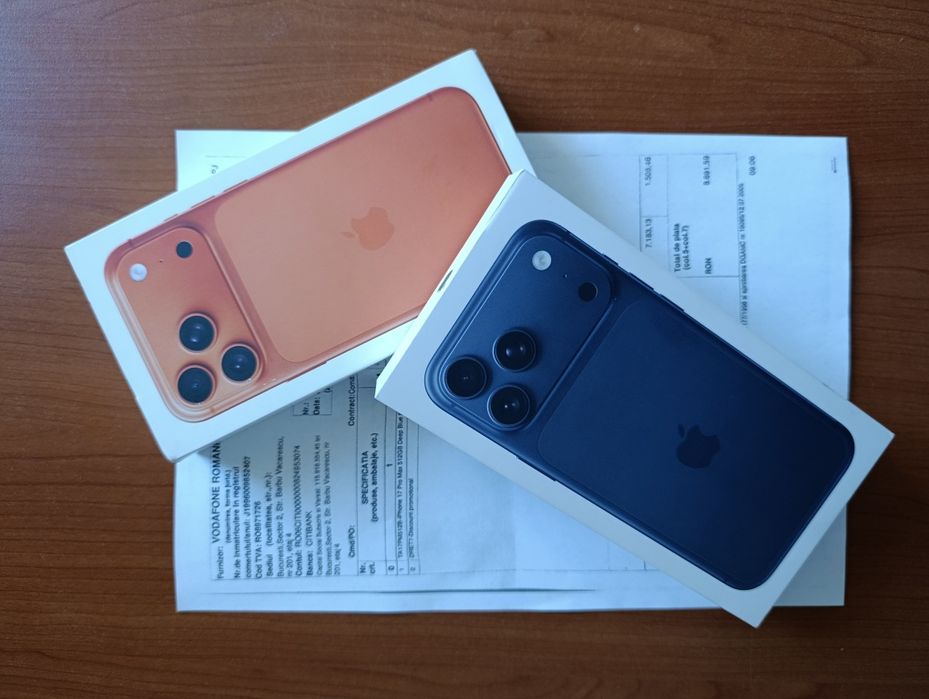 iPhone 17 Pro Max Orange Cosmin 256gb / 512gb blue, sigilate, garantie