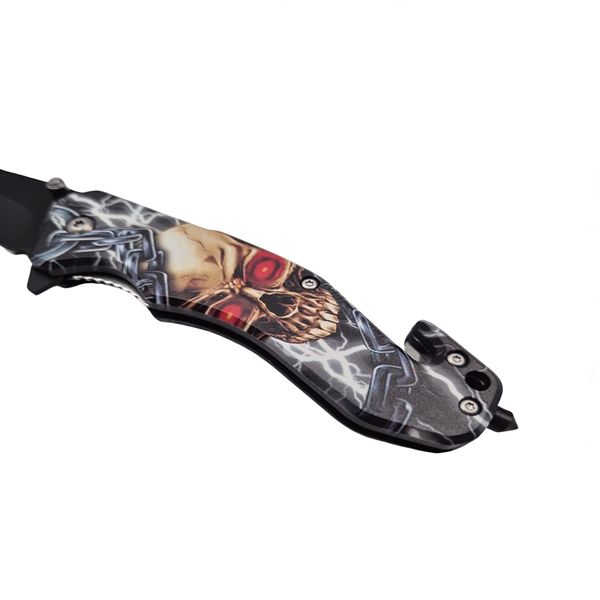 Briceag semi-automat, Skull Head, dispozitiv spart geam, 20 cm