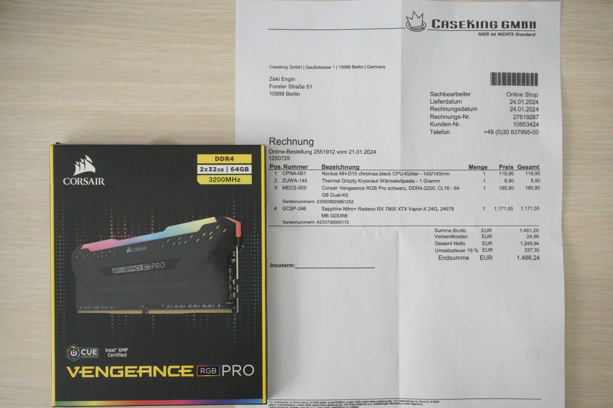 2x32GB (64GB) DDR4 RAM Corsair Vengeance RGB Pro 3200Mhz CL16 (вкл ДДС