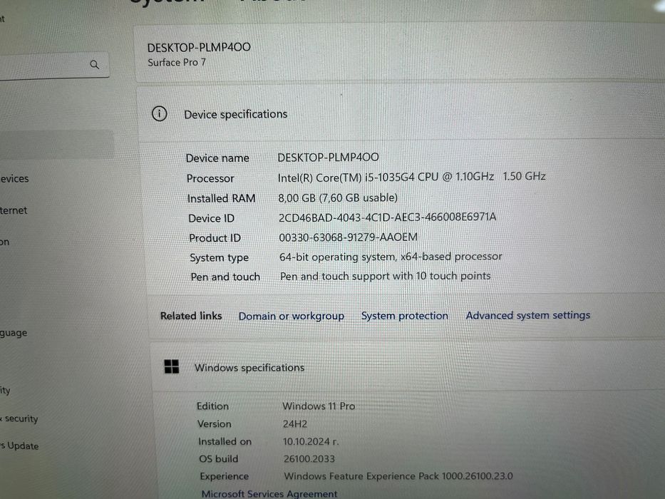 Microsoft pro 7 i5-1035g4 8gb 256gb Retina touchscreen ips таблет