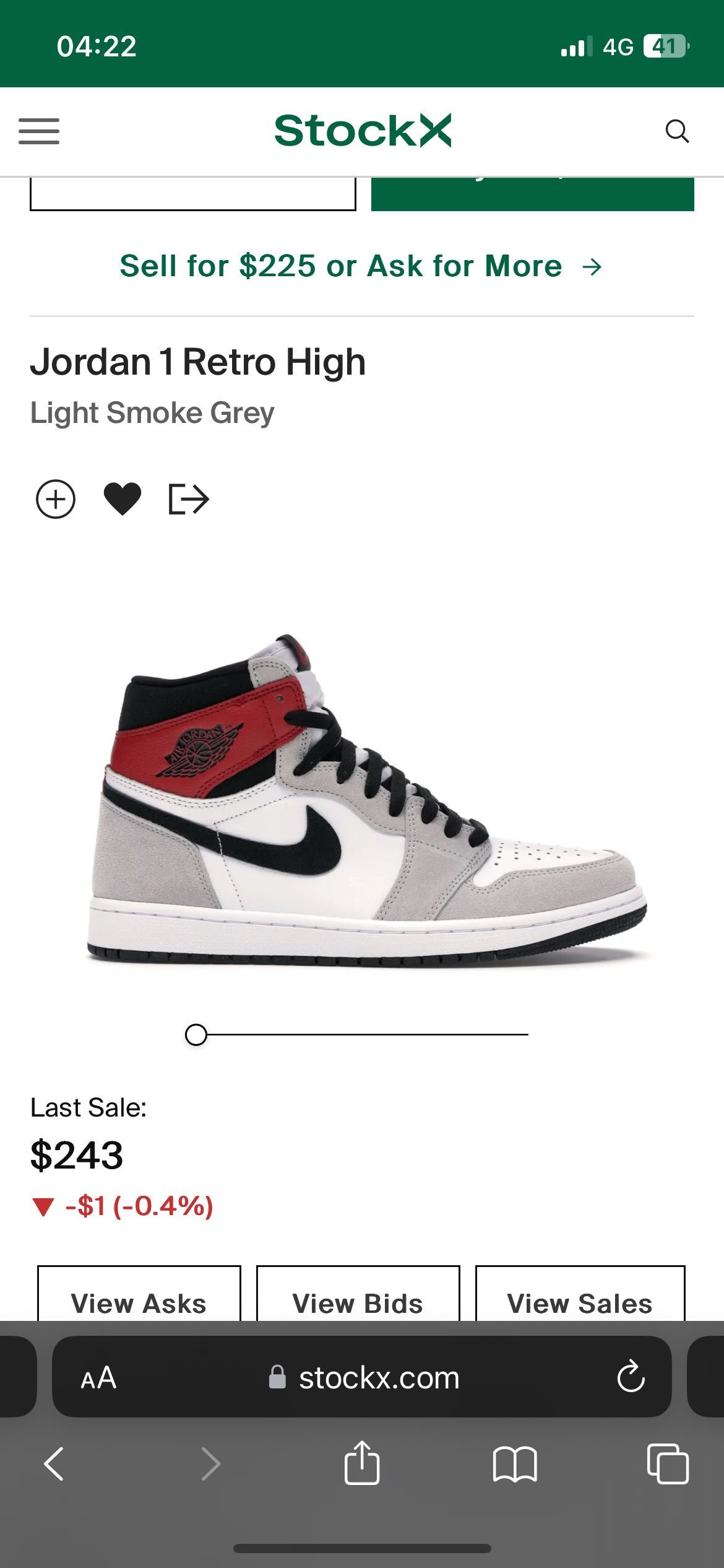 Jordan Retro 1 Smoke Grey