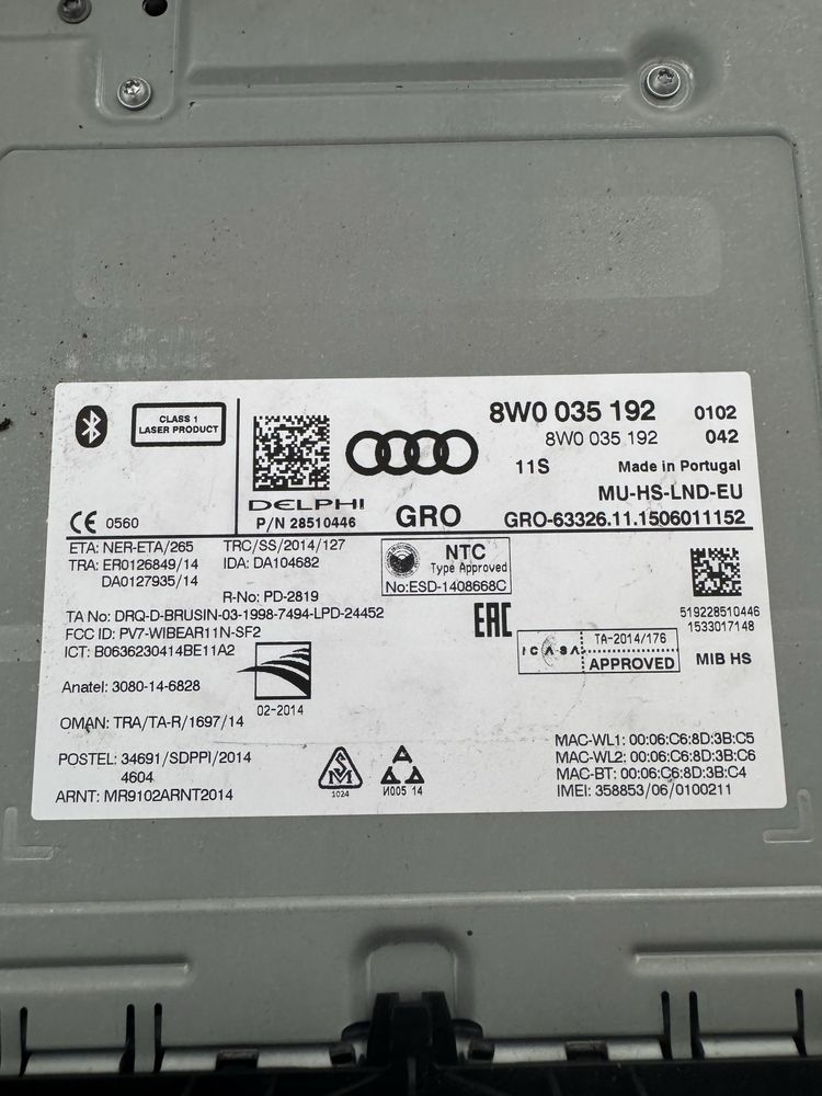 Unitate Navigatie Audi A3 A4 A5 Q5 Multimedia CarplayAndroid 8W0035192