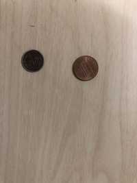 Две монеты(один цент 2008 год и 10 копеек 1934 год)