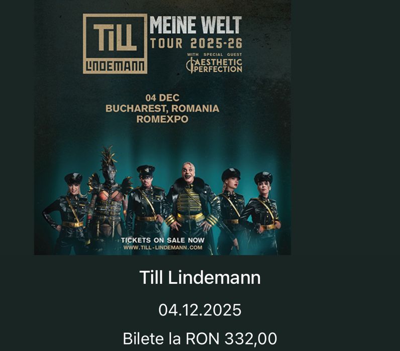 Bilete Till Lindemann - pret de pre sale