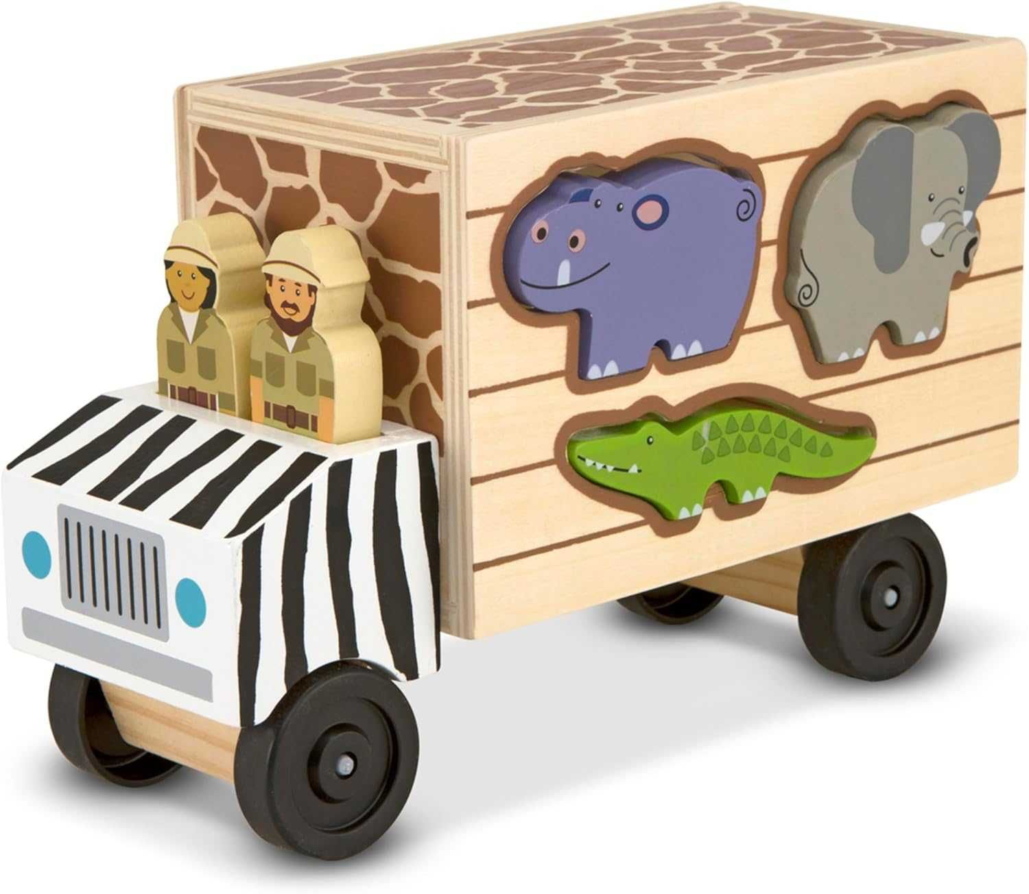 Дървен камион сортер Сафари с форми животни Melissa & Doug