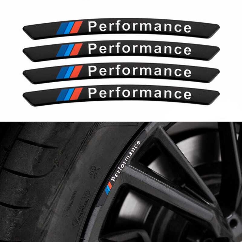 Set 4 embleme Mperformance pentru jante BMW, negru sau gri