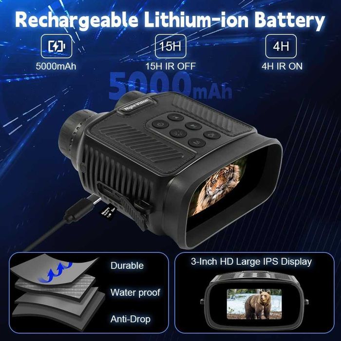 Binoclu cu vedere nocturnă în infraroșu 4K,32 GB, zoom8X,det mișcării