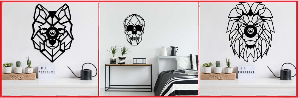 INEDIT,aplică,lampa,proiectează umbra mărită pe perete, CRANIU,LUP,LEU