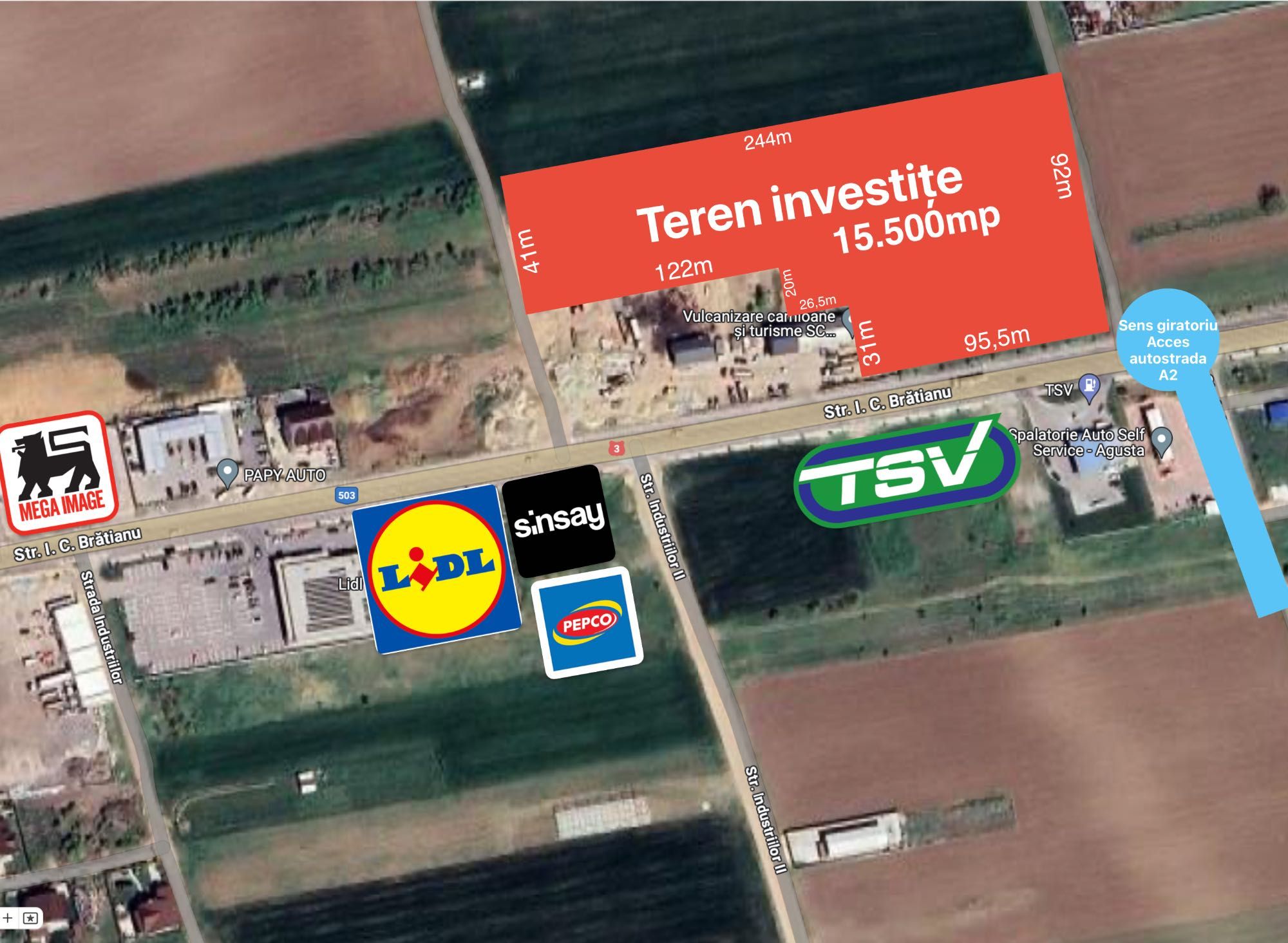 Teren intravilan, lângă LIDL, Pepco, Sinsay și noul sens giratoriu