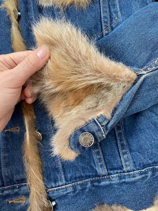 Дънково яке с естествен косъм лисица 36 XS S