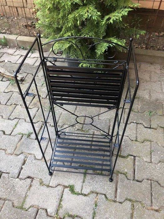 Etajera pliabila interior / exterior neagra, metal, 39x29x78 cm, 3 etj
