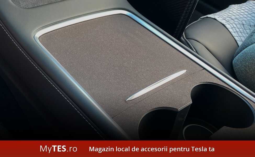 Protectie piele intoarsa consola centrala (negru/gri) Tesla Model 3/Y