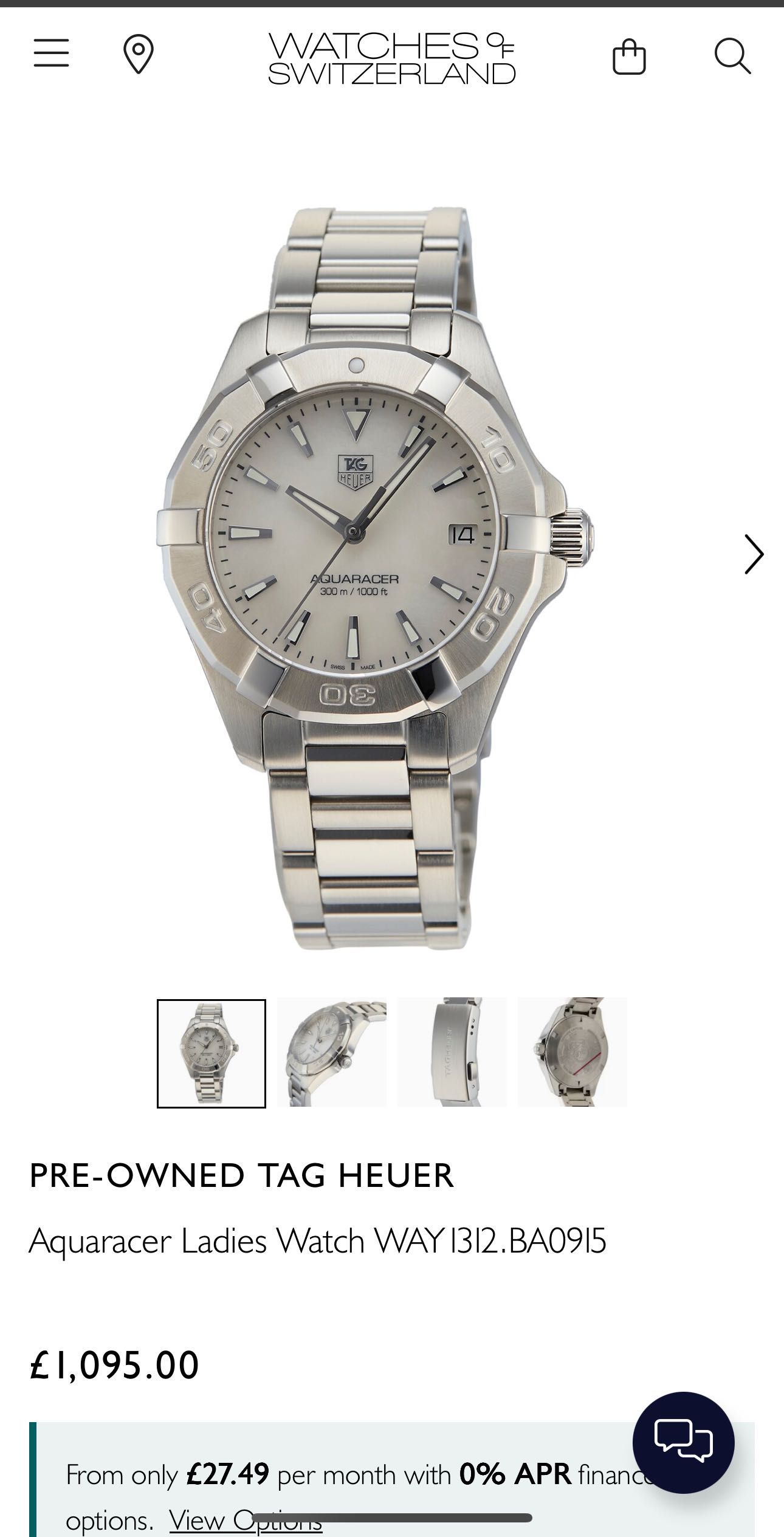 TAG Heuer Aquaracer 32mm White Mother Of Pearl