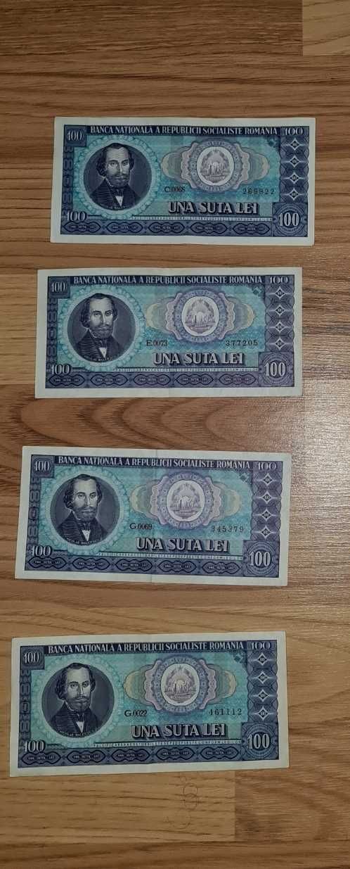 4 bancnote 100 lei 1966
