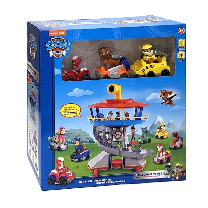 Комплект наблюдателна кула Paw Patrol с кученца и превозни средства