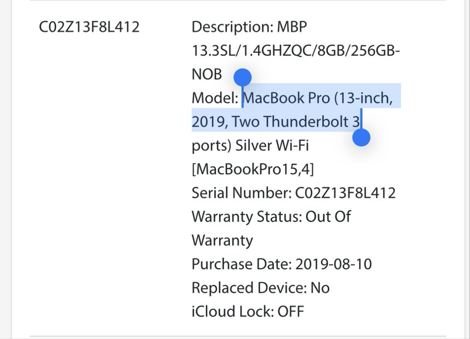 MacBook Pro 13-inch, 2019, Two Thunderbolt 3