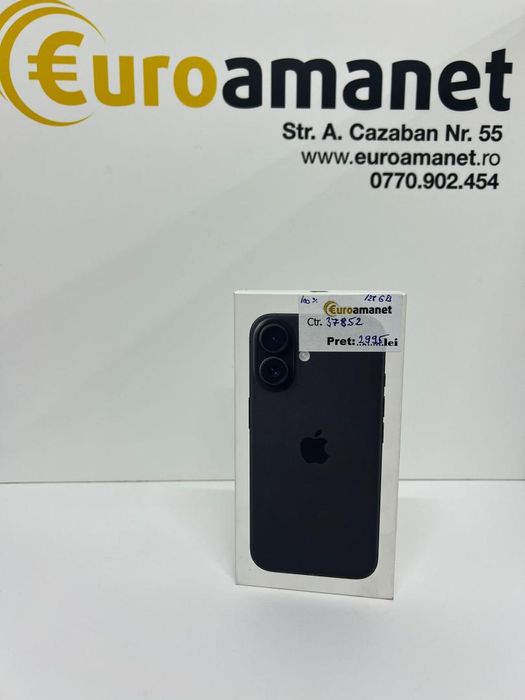 Telefon mobil Apple iPhone 16, 128GB, 5G, Black -I-